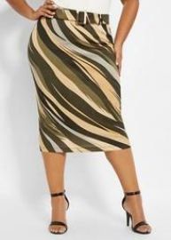 Diagonal Stripes Skirt  at Ashley Stewart